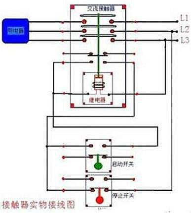 220V接觸器實物接線圖,接觸器