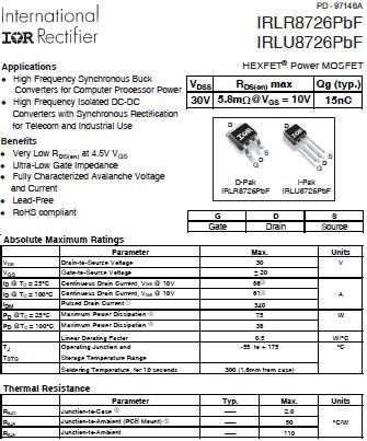 KIA100N03AD 90A/30V替代?IR8726 PDF資料 貨源穩(wěn)定 -KIA MOS管