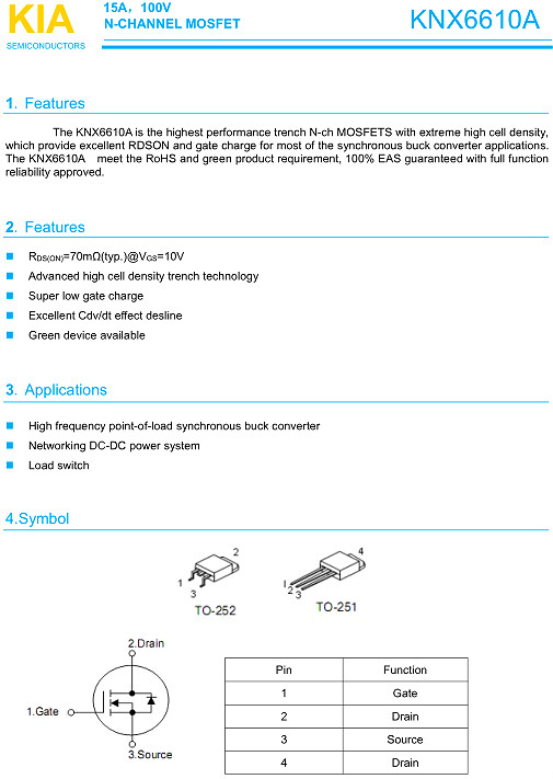 NCE0115K替代MOS管KNX6610A 100V15A