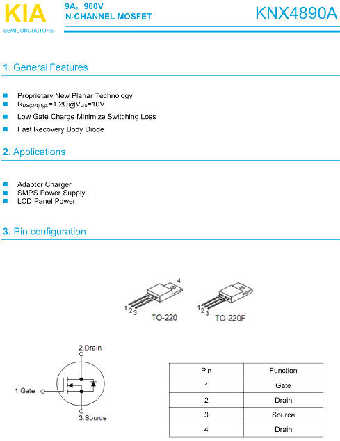 4890,KNX4890A,9A/900V