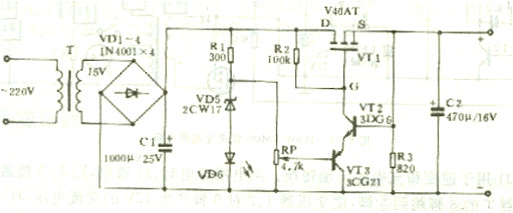 場(chǎng)效應(yīng)管穩(wěn)壓電路