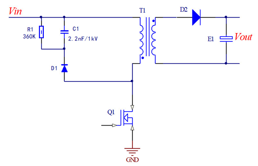 開關(guān)電源 RCD鉗位電路