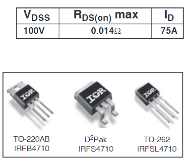 irfb4710場效應管參數(shù),代換