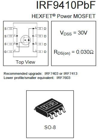 IRF9410參數(shù),保護(hù)板MOS管